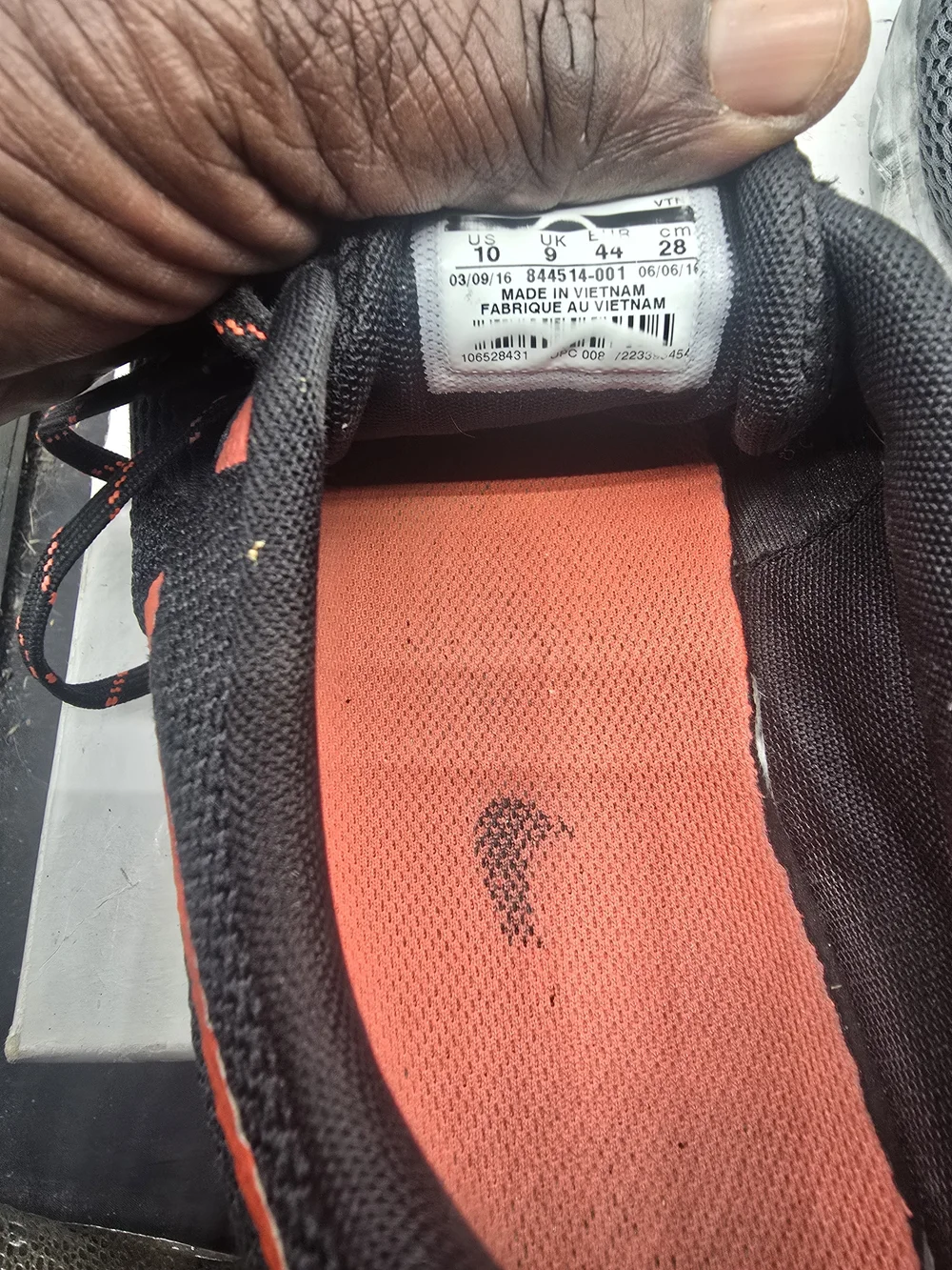 Nike Black and‎ Orange Low-Top Mesh Sneakers